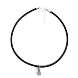 Silver Seashell Black Thread Anklet