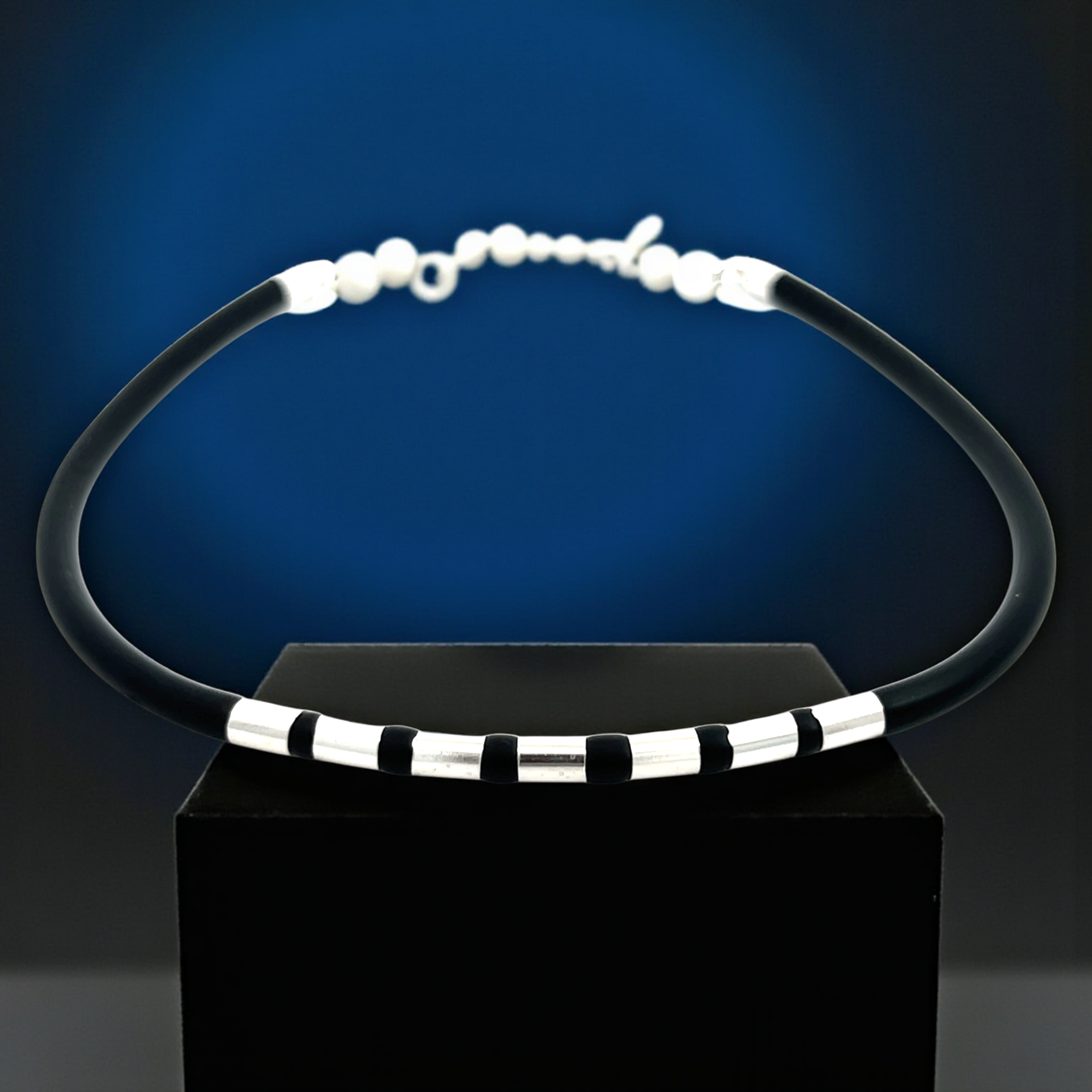 Purpleluck Night Veil 925 Silver Anklet traditional black anklet for women. Trendy and minimal anklet for daily wear