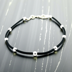 Purpleluck Ebon Eclipse 925 Silver Anklet traditional black anklet for women. Trendy and minimal anklet for daily wear