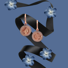 PurpleLuck Aphrodite  925 Silver Coin Earrings in Rose Gold plating for women