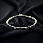 PurpleLuck Ariana Silver Black Tennis Bracelet, black stone elegant and dainty bracelet for girls