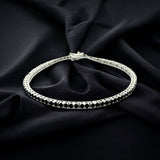 PurpleLuck Ariana Silver Black Tennis Bracelet, black stone elegant and dainty bracelet for girls
