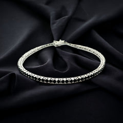 PurpleLuck Ariana Silver Black Tennis Bracelet, black stone elegant and dainty bracelet for girls