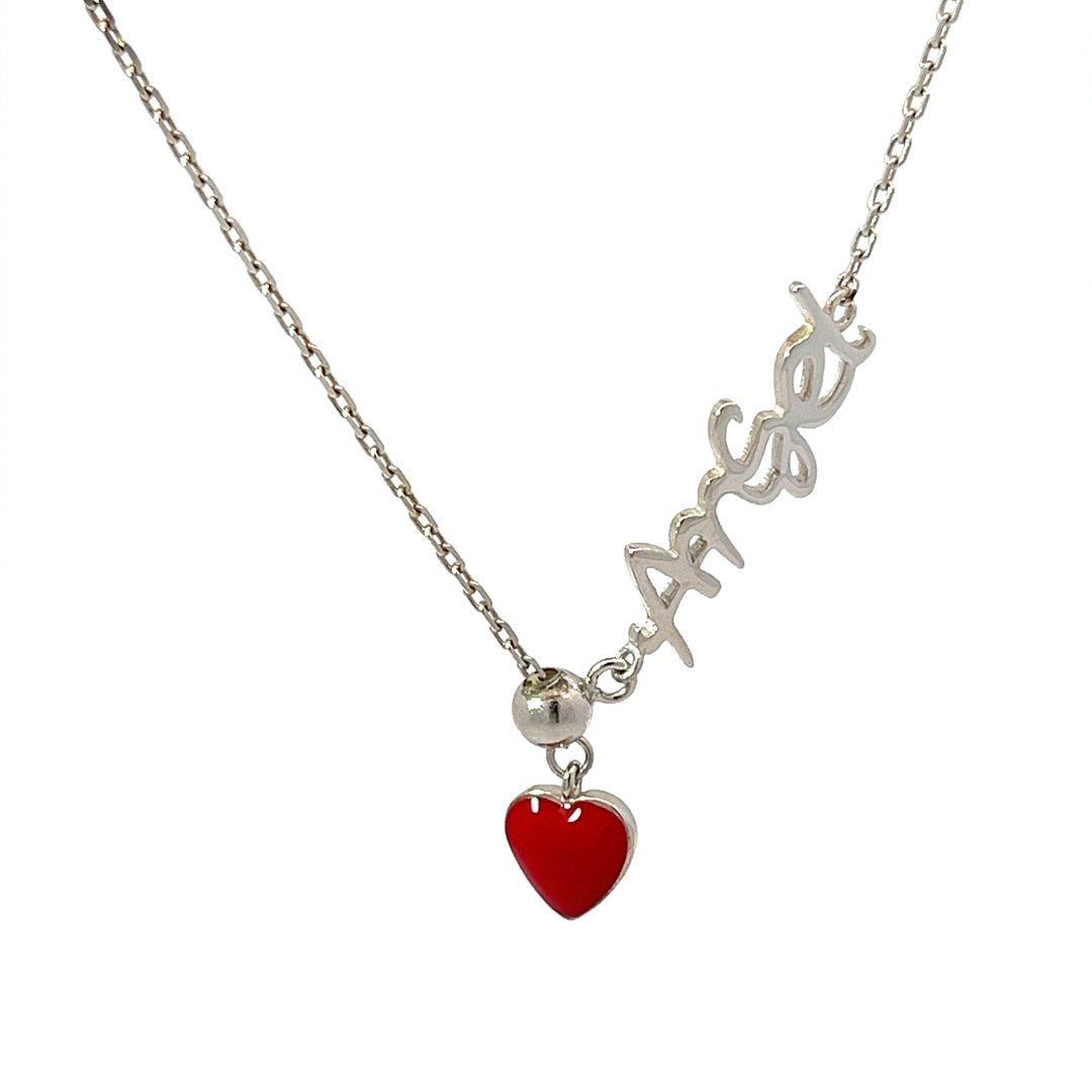 PurpleLuck Angel Red Heart Silver Pendant Perfect Sterling Silver Gift for girlfriend and wife for Valentine's day and Anniversaries 