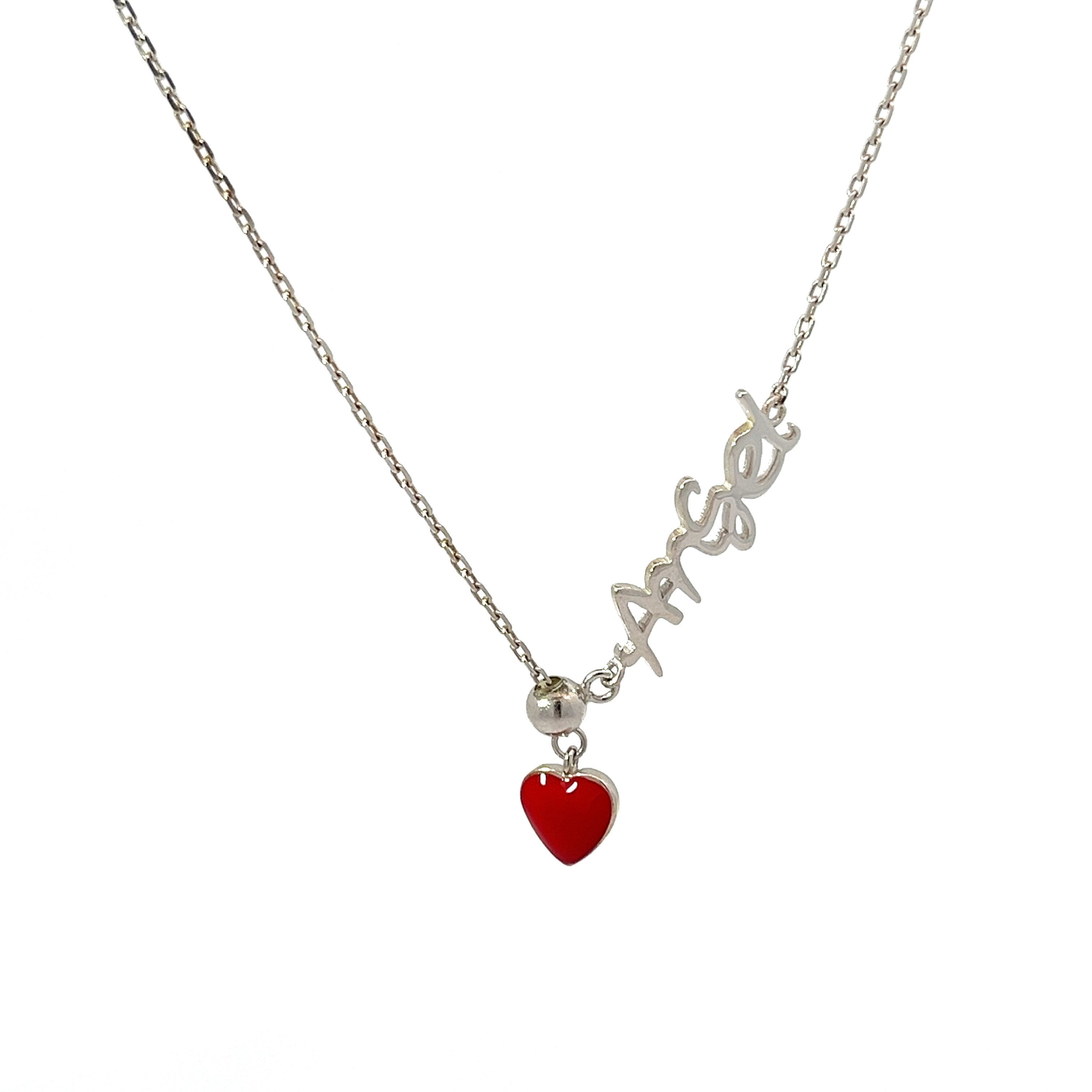 PurpleLuck Angel Red Heart Silver Pendant