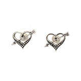 PurpleLuck Aubrey Oxidised 925 Silver Heart Earrings. Elegant design for daily wear and Office wear for girls