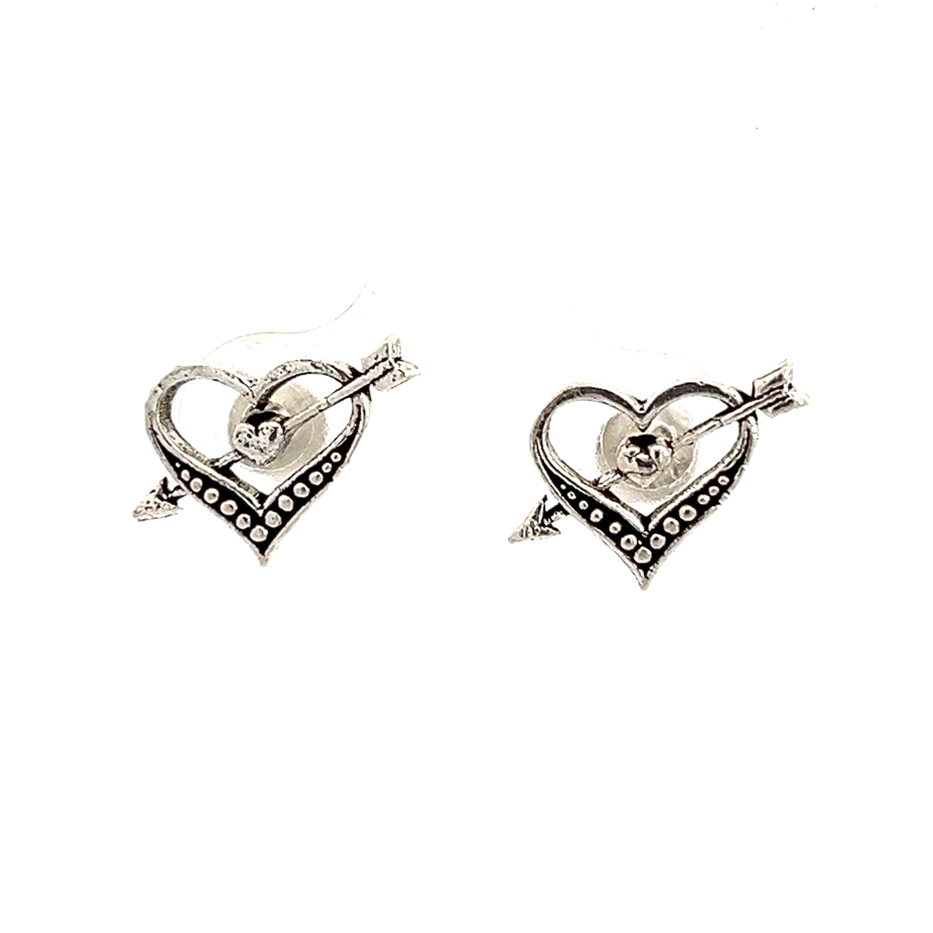 PurpleLuck Aubrey Oxidised 925 Silver Heart Earrings. Elegant design for daily wear and Office wear for girls