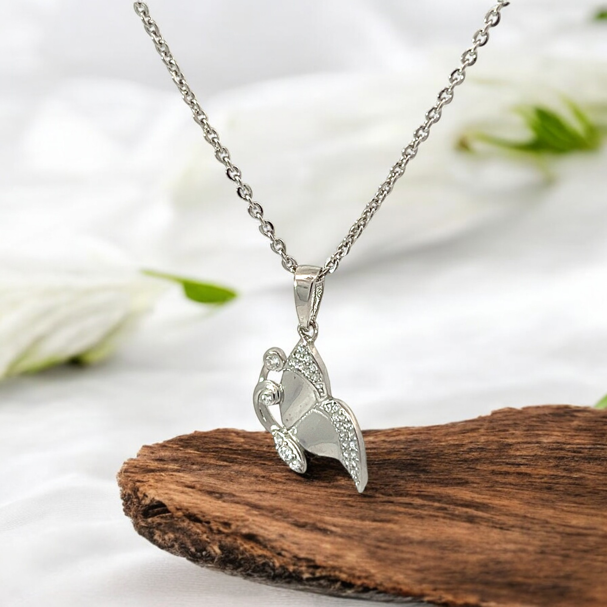 PurpleLuck Ava 925 Silver Butterfly Pendant. Charming party wear pendant with elegant design for women an girls.