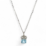 PurpleLuck Marina Blue Gem 925 Silver Pendant. Romantic gift for wife and girlfriend