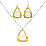 PurpleLuck Bellucci Gold Italian Pendant Set .Delicate pearl jewellery set Ideal for gifting for wife, sister and girlfriend