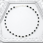Purpleluck Obsidian Spark 925 Silver Black Anklet. Black bead anklet for everyday wear for women