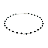 Purpleluck Obsidian Spark 925 Silver Black Anklet. Black bead anklet for everyday wear for women