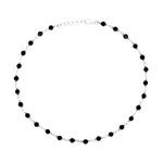 Obsidian Spark 925 Silver Black Anklet. Black bead anklet for everyday wear for women