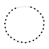 Obsidian Spark 925 Silver Black Anklet. Black bead anklet for everyday wear for women