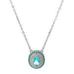 Purpleluck Elegant Blue Gemstone 925 Silver Pendant. Trendy pendant design for women and girls