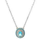 Purpleluck Elegant Blue Gemstone 925 Silver Pendant. Trendy pendant design for women and girls