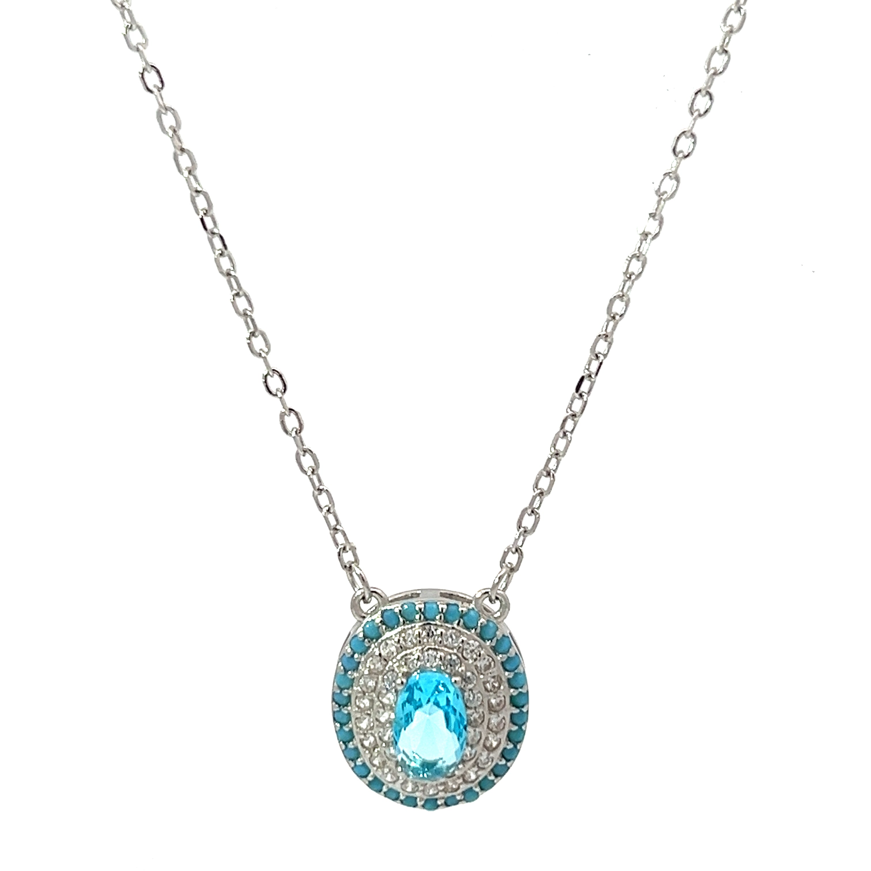 Purpleluck Elegant Blue Gemstone 925 Silver Pendant. Trendy pendant design for women and girls