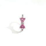 Pink Bow Silver Diamond Ring
