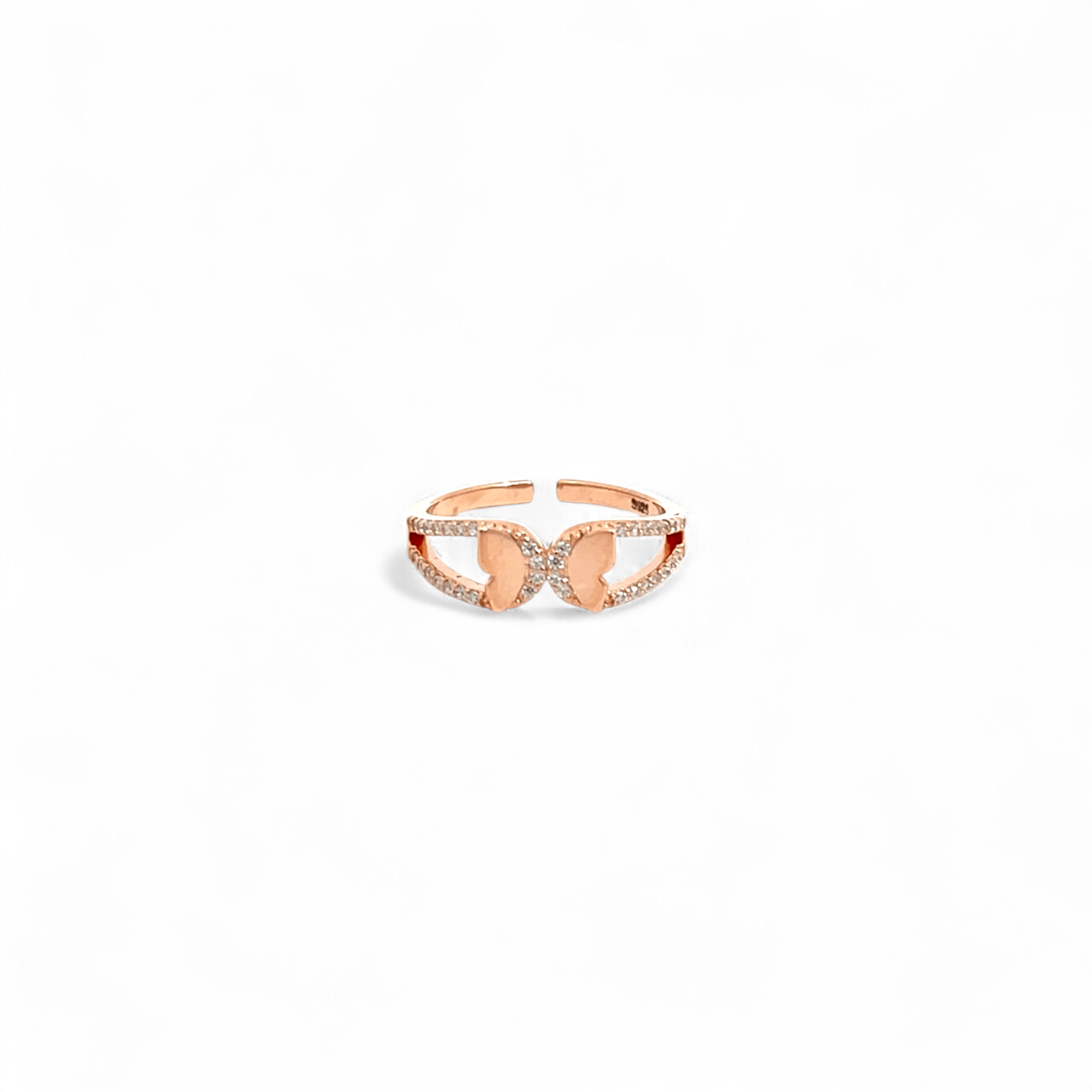 PurpleLuck Rose Gold Winged Sparkle Ring Sterling Silver elegant design ring