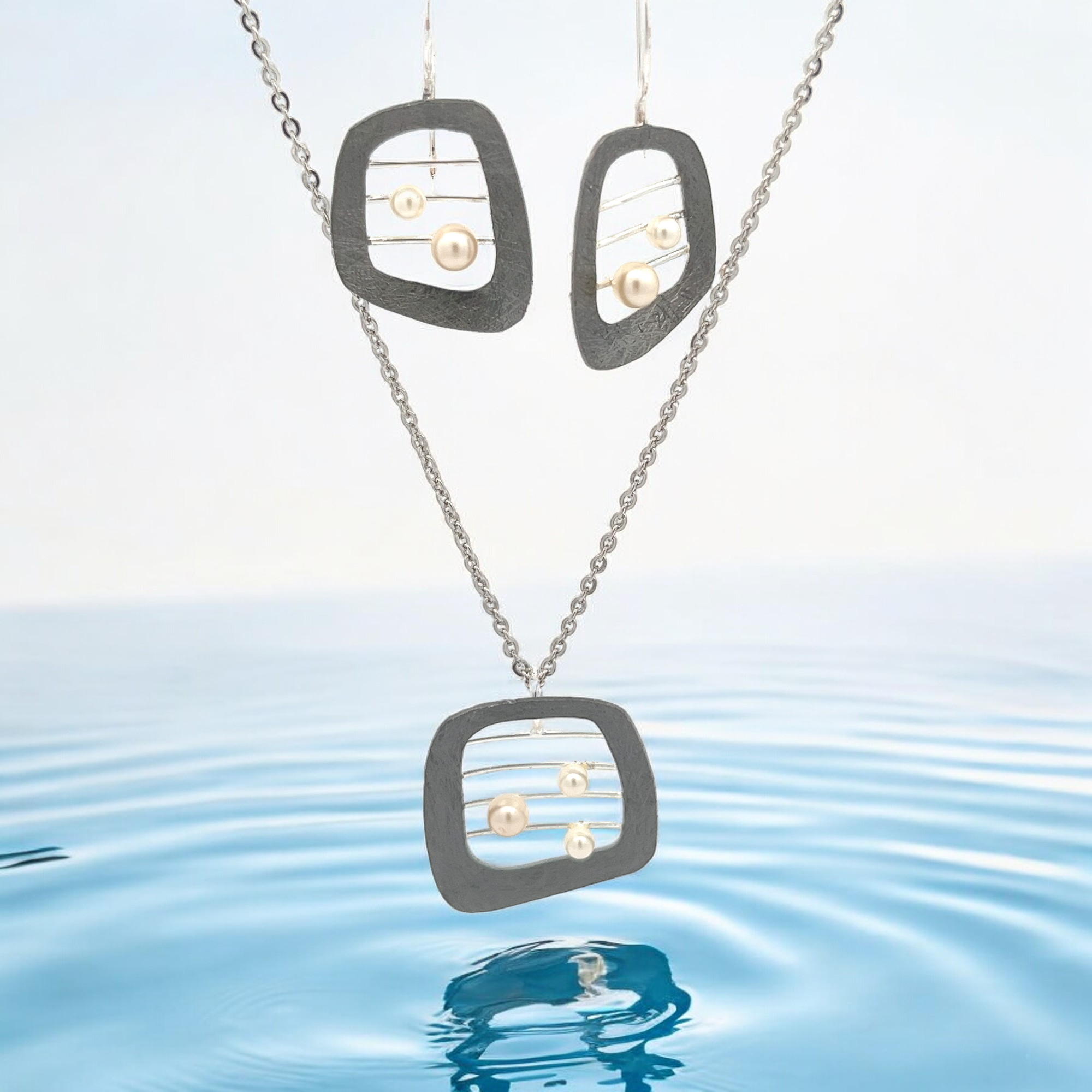 PurpleLuck Caterina Silver Italian Pendant Set. Sterling Silver elegant design set for festive wear