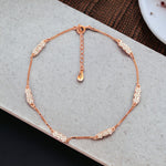 PurpleLuck Catherine 925 Silver Anklet- Rose Gold plated luxury ankle jewellery for women and girls. perfect gift for wife.