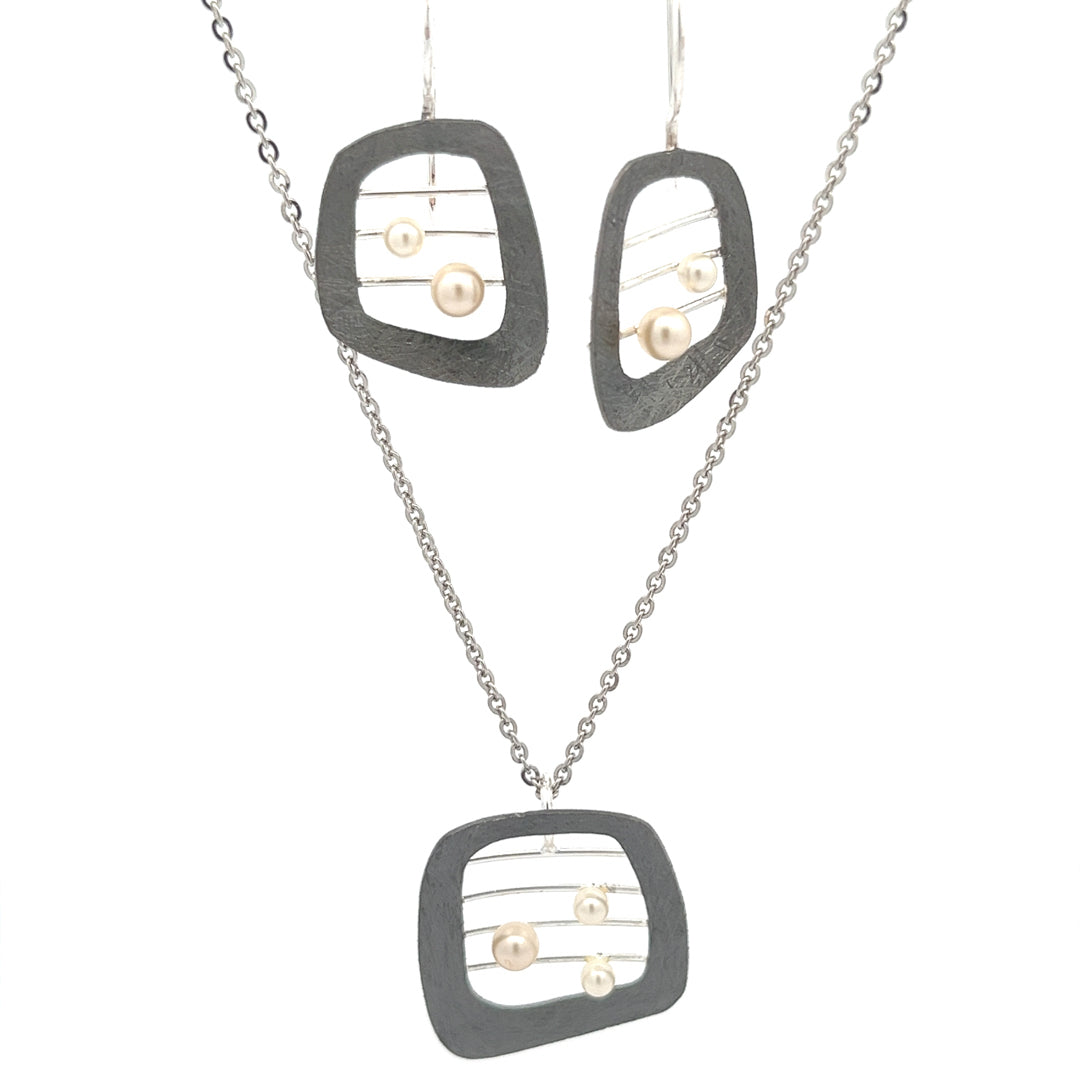 PurpleLuck Caterina Silver Italian Pendant Set. Sterling Silver elegant design set for festive wear
