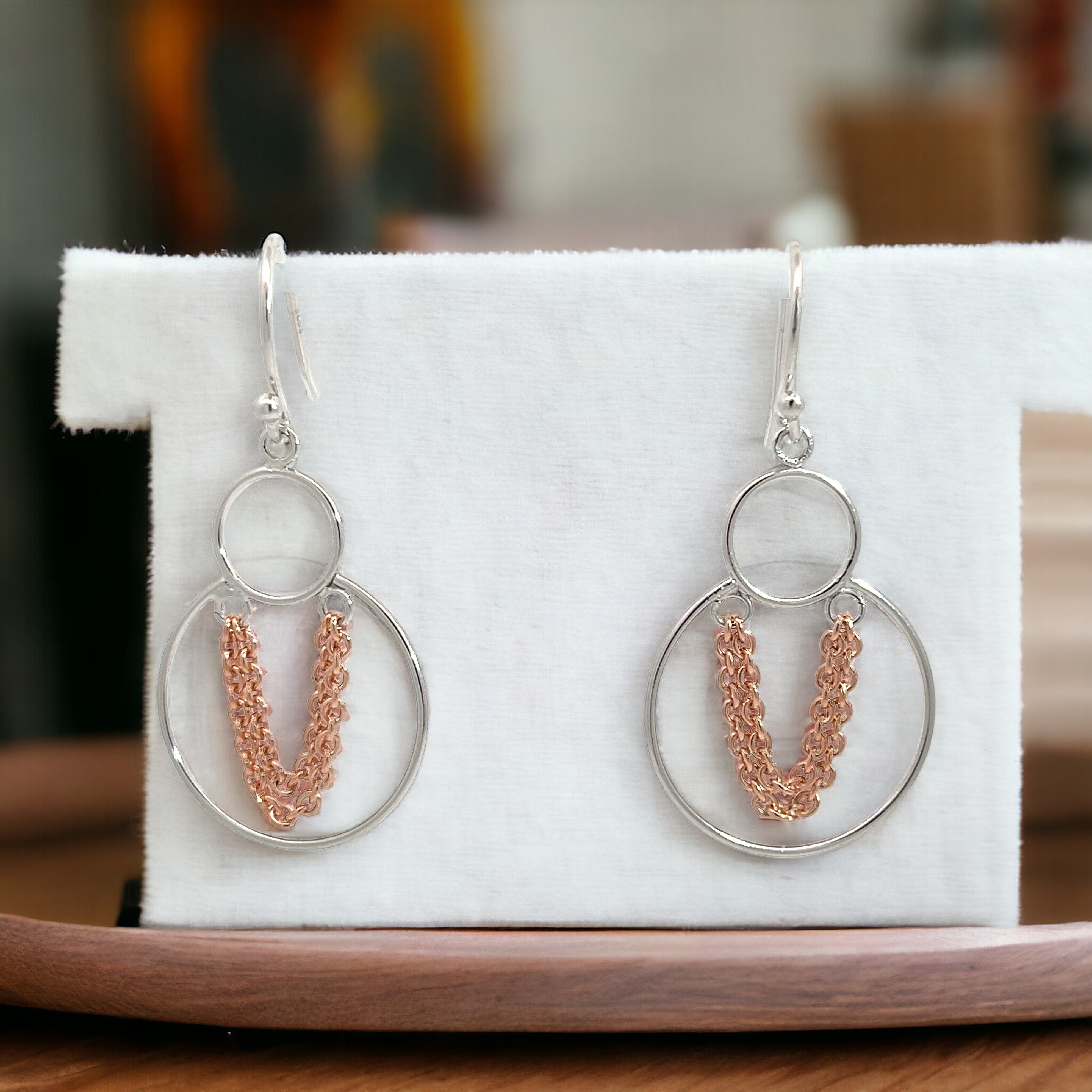 PurpleLuck - Silver and Rose Gold Celene Hoop Earrings