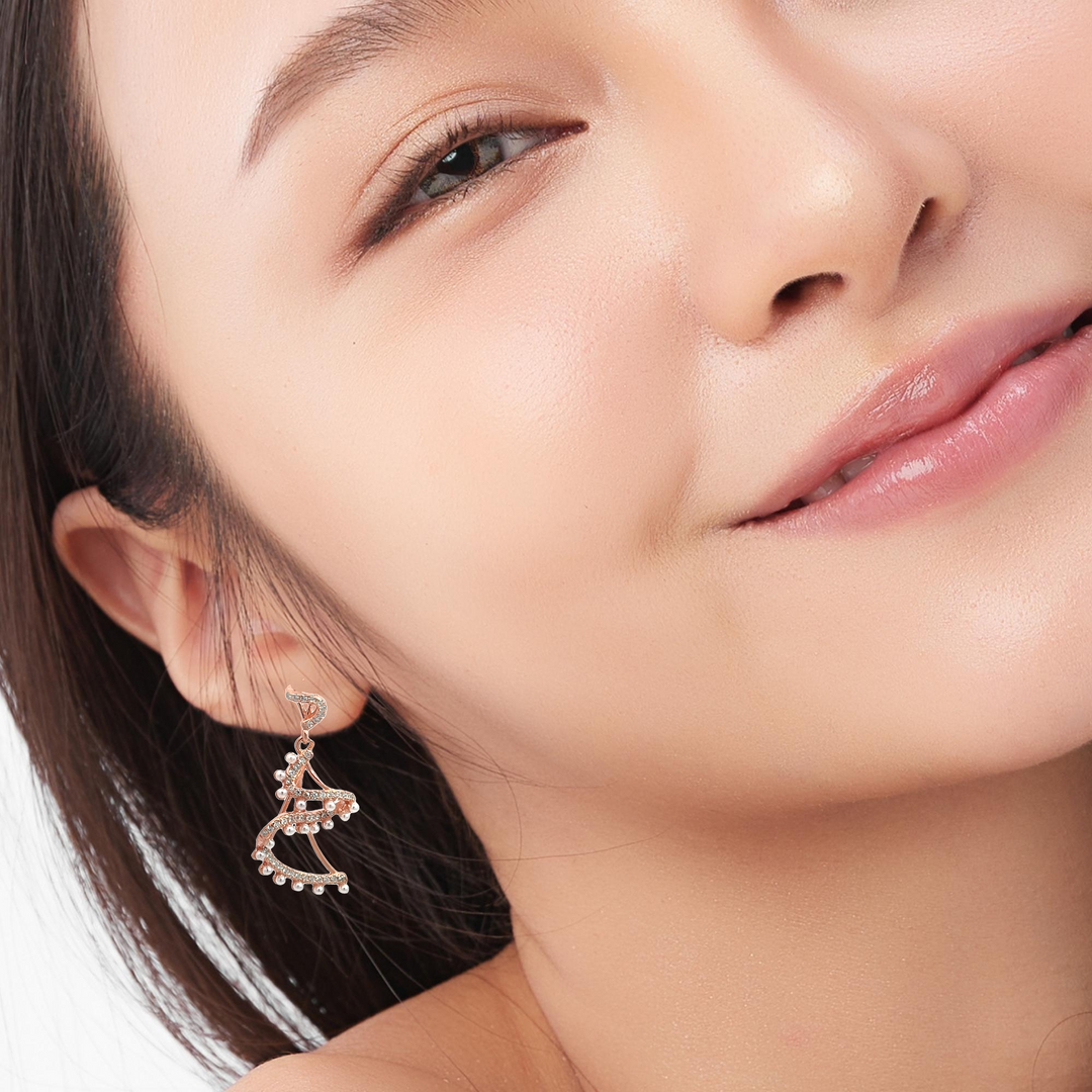 PurpleLuck- Chandelier Rose Gold Pearl Earrings