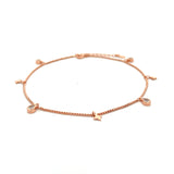 PurpleLuck Claire Rose Gold Charm Anklet. Sterling Silver ankle jewelry with adjustable chain for gifting