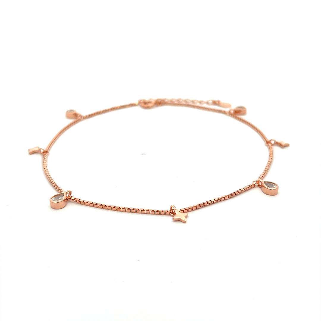 PurpleLuck Claire Rose Gold Charm Anklet