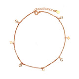 PurpleLuck Claire Rose Gold Charm Anklet. Sterling Silver ankle jewelry with adjustable chain for gifting