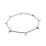 PurpleLuck Claire Silver Charm Anklet. Sterling Silver Anklet for gift for wife and girlfriend, traditional wear jewelry