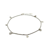 PurpleLuck Claire Silver Charm Anklet. Sterling Silver Anklet for gift for wife and girlfriend, traditional wear jewelry