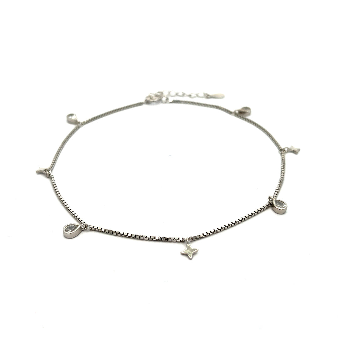 PurpleLuck Claire Silver Charm Anklet