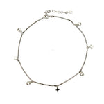 PurpleLuck Claire Silver Charm Anklet. Sterling Silver Anklet for gift for wife and girlfriend, traditional wear jewelry