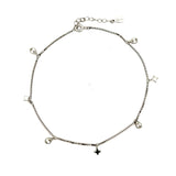 PurpleLuck Claire Silver Charm Anklet. Sterling Silver Anklet for gift for wife and girlfriend, traditional wear jewelry