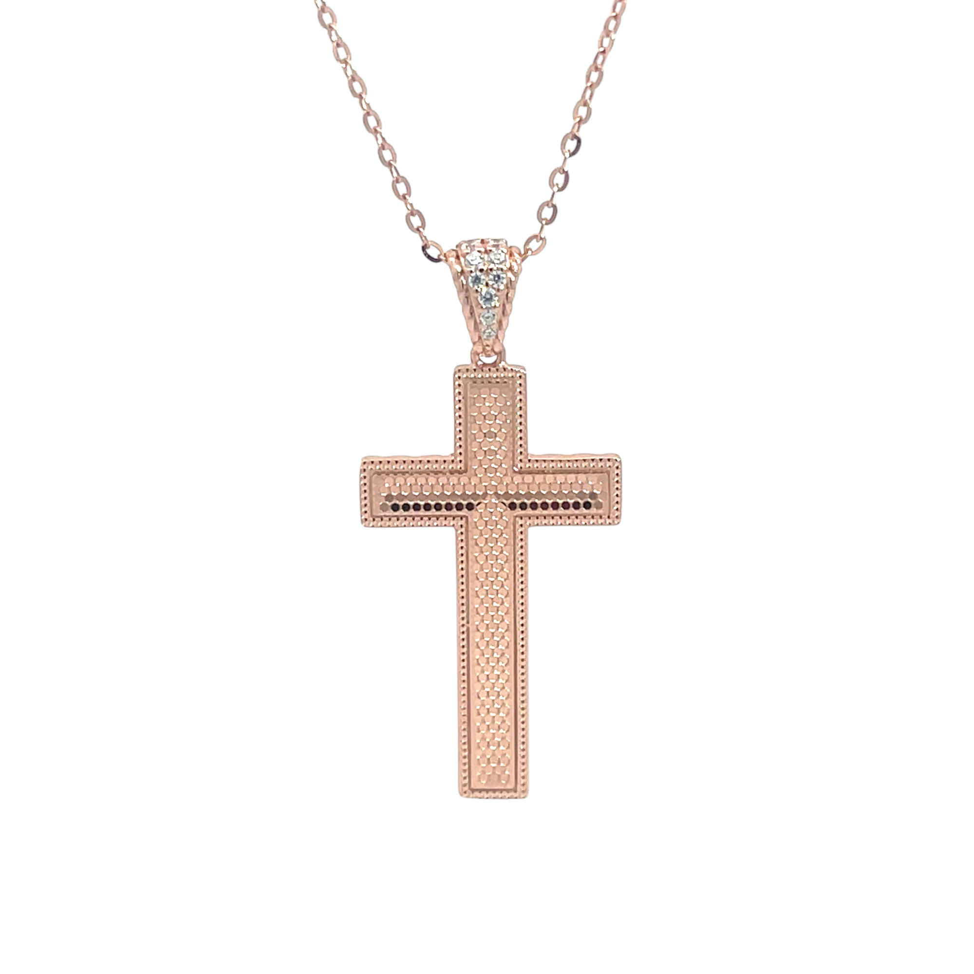 PurpleLuck Rose Gold Eternal Cross Pendant. Sterling Silver pendant for gifting