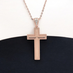 PurpleLuck Rose Gold Eternal Cross Pendant. Sterling Silver pendant for gifting
