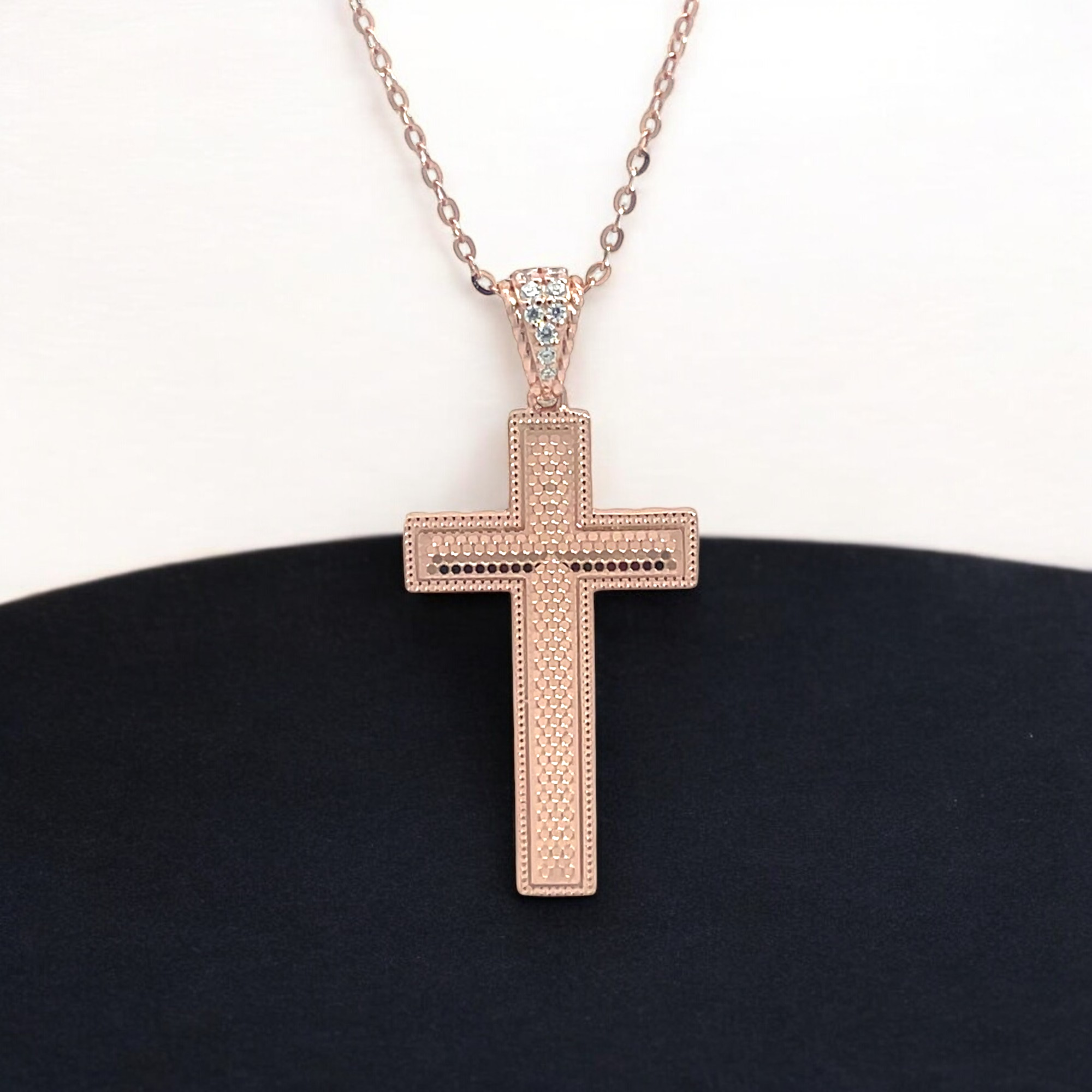 PurpleLuck Rose Gold Eternal Cross Pendant. Sterling Silver pendant for gifting