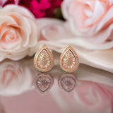 PurpleLuck Dahyun Rose Gold Drop Shape Earrings. Sterling Silver Festive wear, Elegant studs for Women. Perfect Gift for Girls
