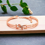 Purpleluck Silver 925 Silver Dual Entangle Bracelet in rose gold plating for girls and women. Sterling Silver bracelet for Romantic gift
