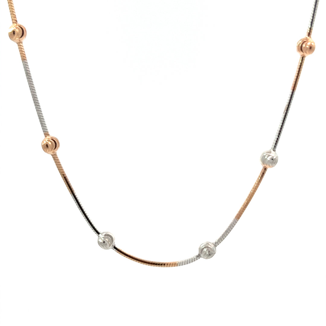 Purpleluck Frances Rose Gold Italian Necklace. Sterling Silver sleek neckalce cahin for women and girls for gifting