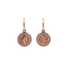 PurpleLuck Aphrodite  925 Silver Coin Earrings in Rose Gold plating for women