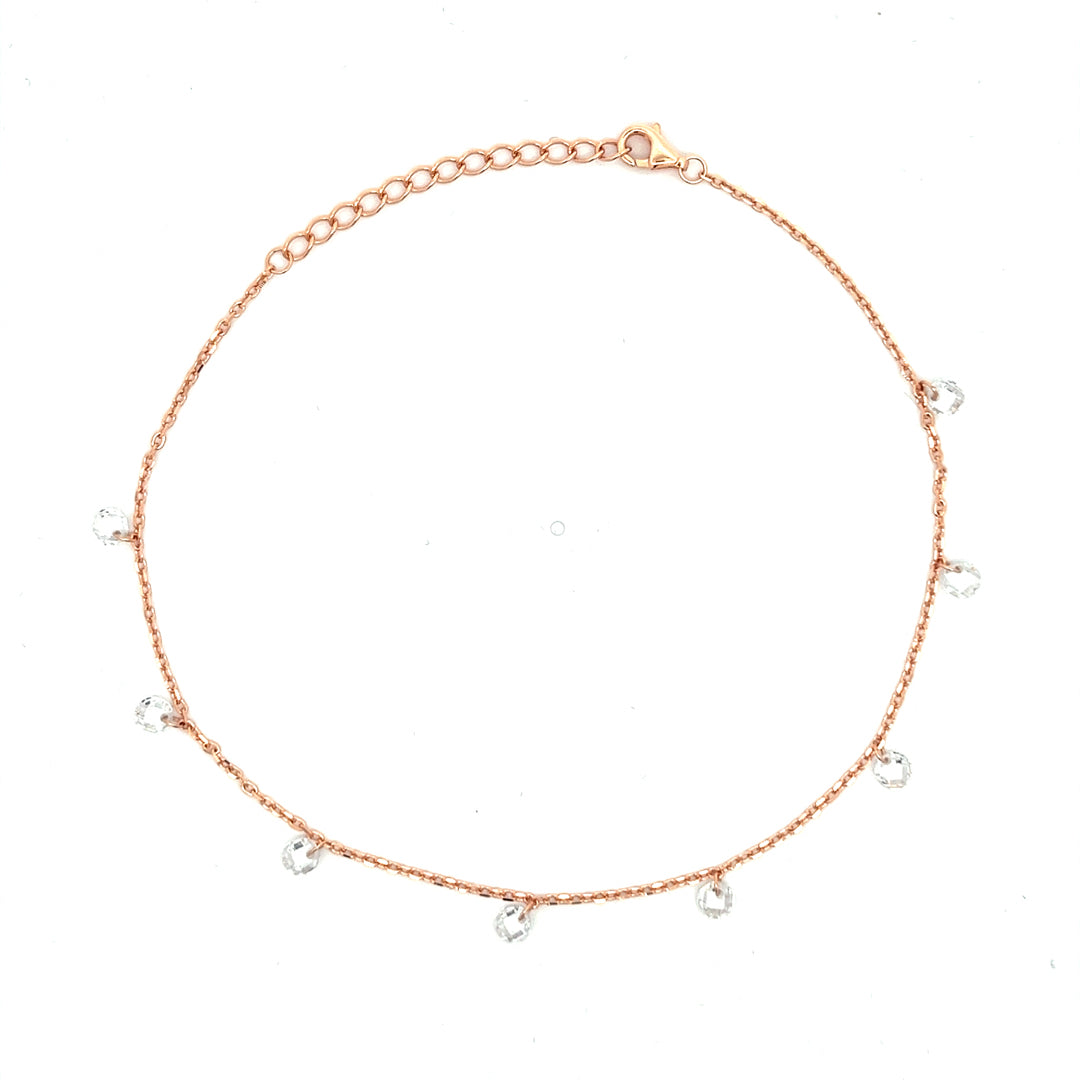PurpleLuck Elektra 925 Silver Queen Anklet in rose gold plating for women and girls. Ideal daily wear and gift with adjustable chain
