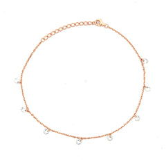 PurpleLuck Elektra 925 Silver Queen Anklet in rose gold plating for women and girls. Ideal daily wear and gift with adjustable chain