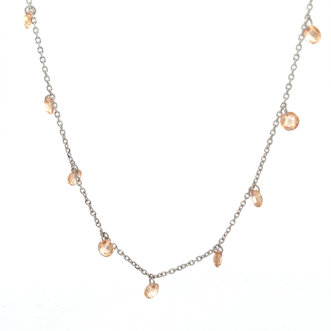 Purpleluck Queen Elizabeth Silver Necklace. Sterling Silver modern minimal design chain necklace for Gifting