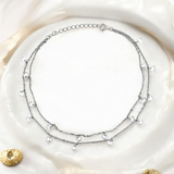 PurpleLuck Ellen 925 Silver Double Layered Queen Anklet for women and girls. Trendy Indian jewellery with adjustable chain