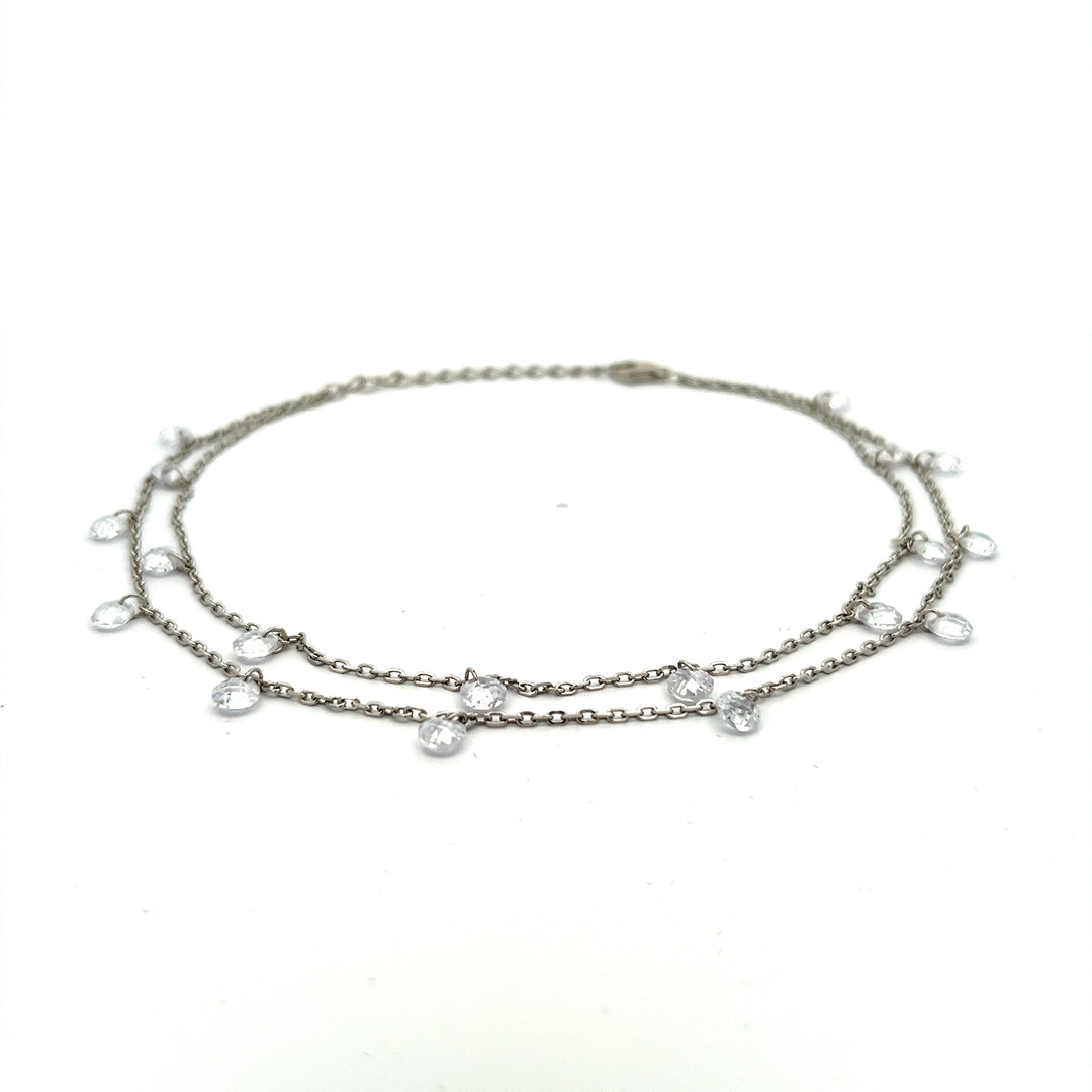 PurpleLuck Ellen Silver Double Layered Queen Anklet