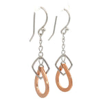 PurpleLuck Estelle 925 Silver and Silver Drop Earrings. Rose Gold and Silver trendy earrings for women and girls