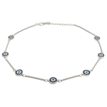 PurpleLuck 925 Silver Mystic Evil Eye Anklet. gifting for girlfriend and daily wear